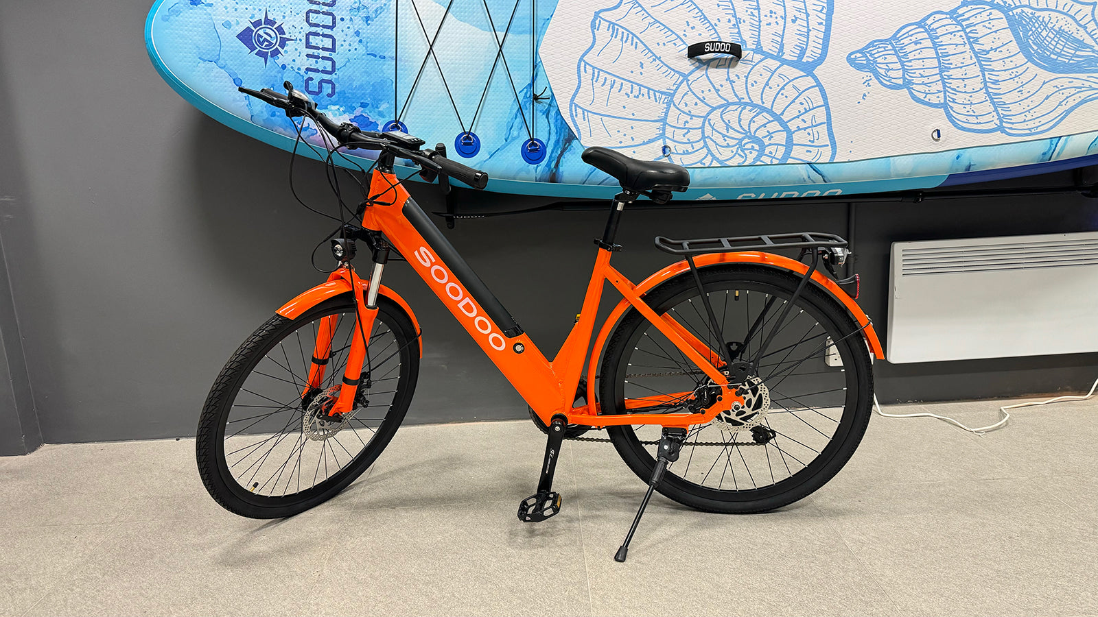 Fluorescent Orange SOODOO mountain electric bike W/ 36V 12AH Battery